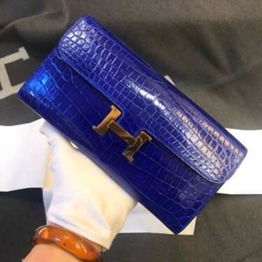 HERMES エルメス コンスタンスロング アリゲーター ブルー系